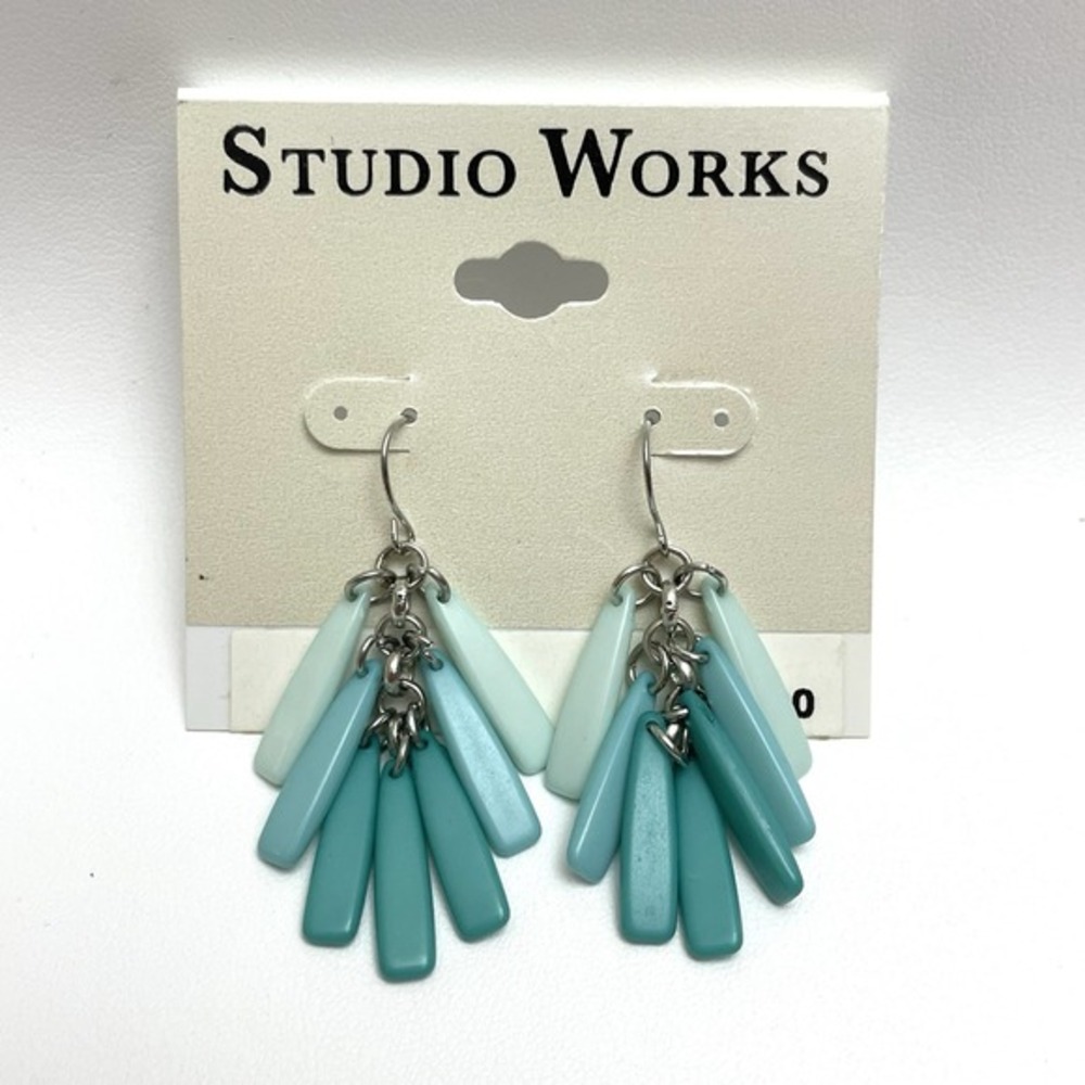 NEW Studio Works Silver And Multicolor Blue Turquoise  Dangle‎ Earrings